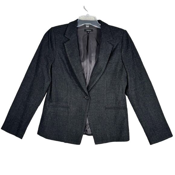 Drew Blazer Womens Medium Gray Suit Jacket Neutral Preppy Casual Office Business - Picture 1 of 7